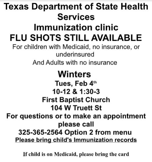 Winters Immunization Clinic Feb